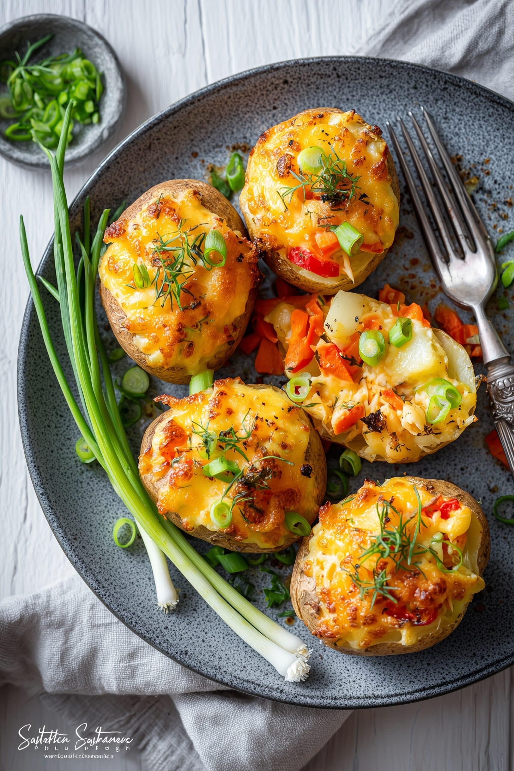 Mini Baked Potatoes with Sour Cream and Chives Recipe - Recipe Image