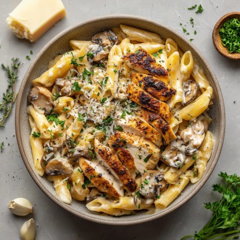 Creamy Mushroom and Asparagus Chicken Penne Recipe
