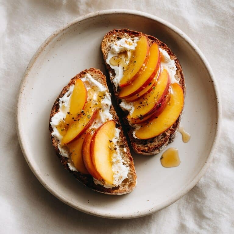 Quick Peach Bruschetta with Whipped Ricotta Recipe