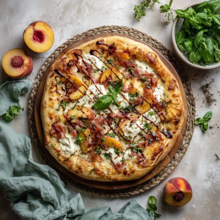 Peach Basil Flatbread Recipe