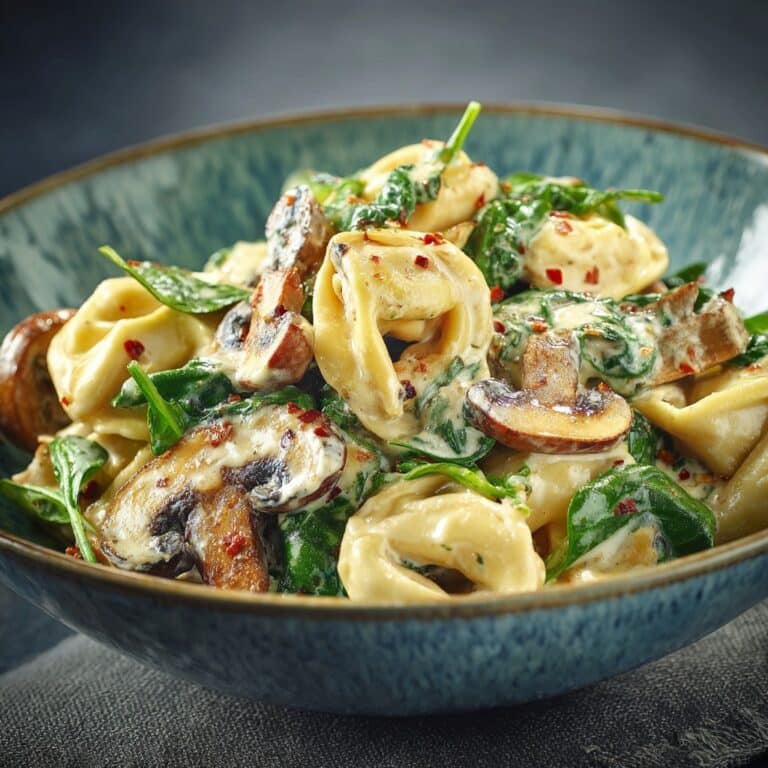 Creamy Tortellini with Spinach and Mushrooms Recipe