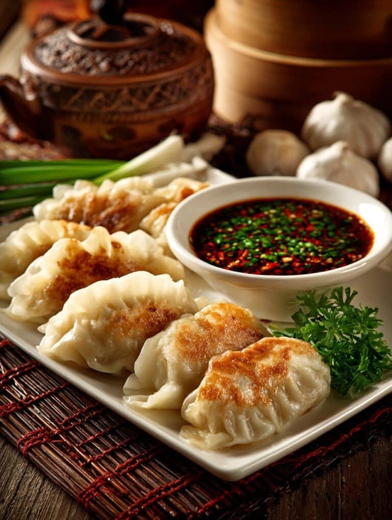 Peanut Butter Soy Sauce Dumpling Bake with Spinach and Chili Oil Recipe