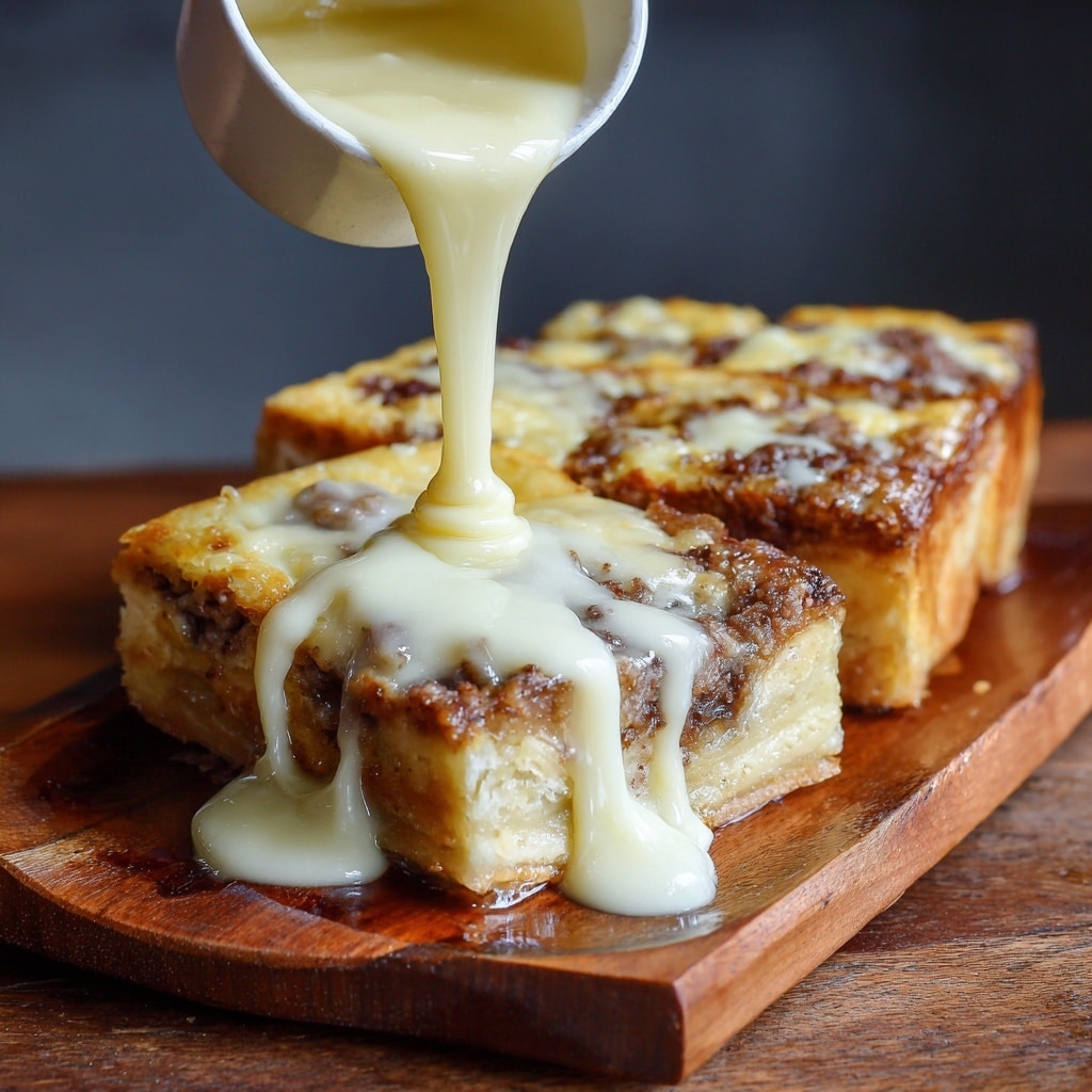 Custard Bread Pudding with Vanilla Sauce Recipe - Recipe Image