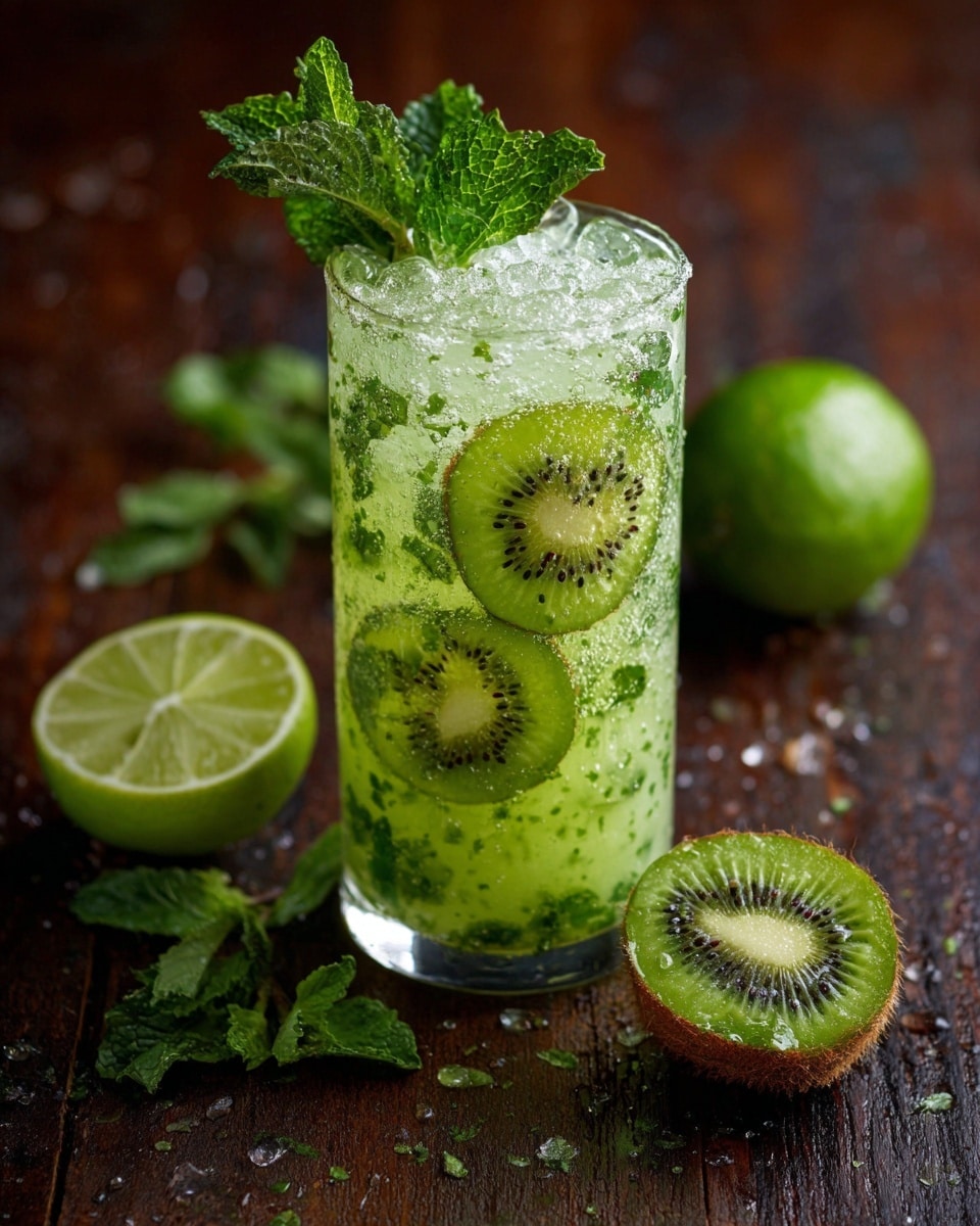 Refreshing Kiwi Mint Cold Brew Green Tea Recipe - Recipe Image
