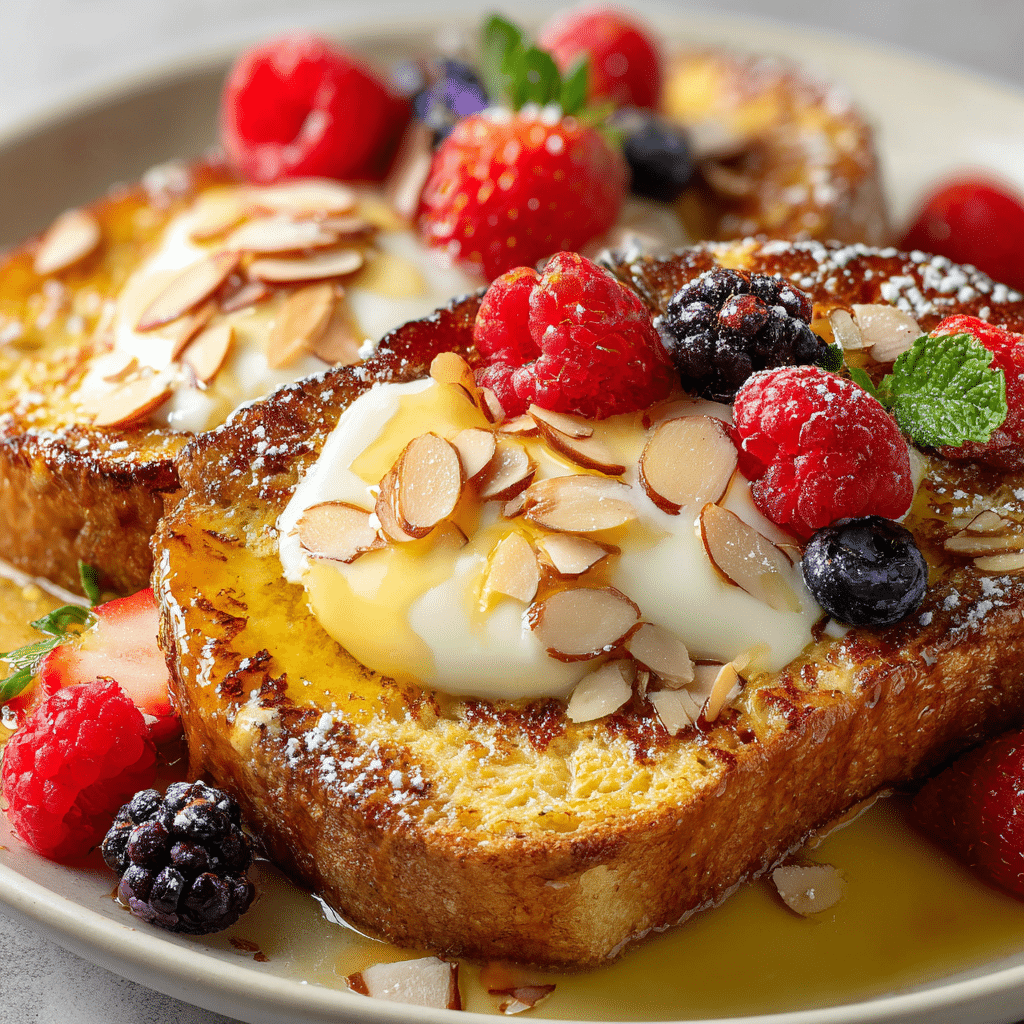 Custard Yogurt Toast with Raspberries and Dark Chocolate Chips Recipe - Recipe Image