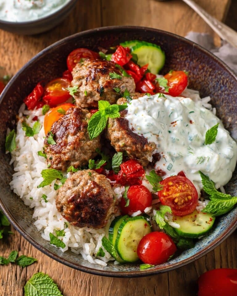 Greek Meatball and Tzatziki Rice Bowls Recipe