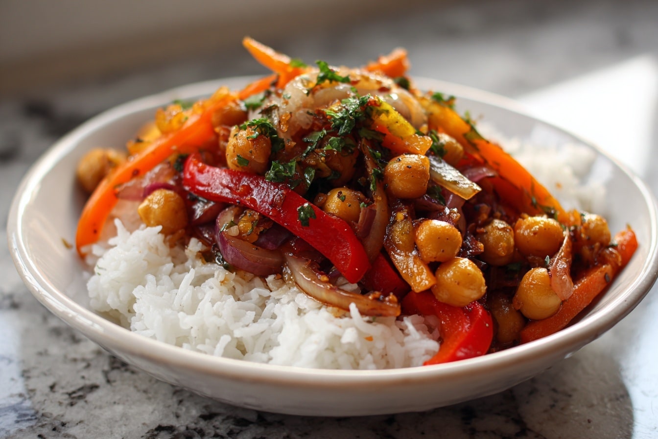 Creamy Peanut Chicken Crockpot Stir Fry Recipe - Recipe Image