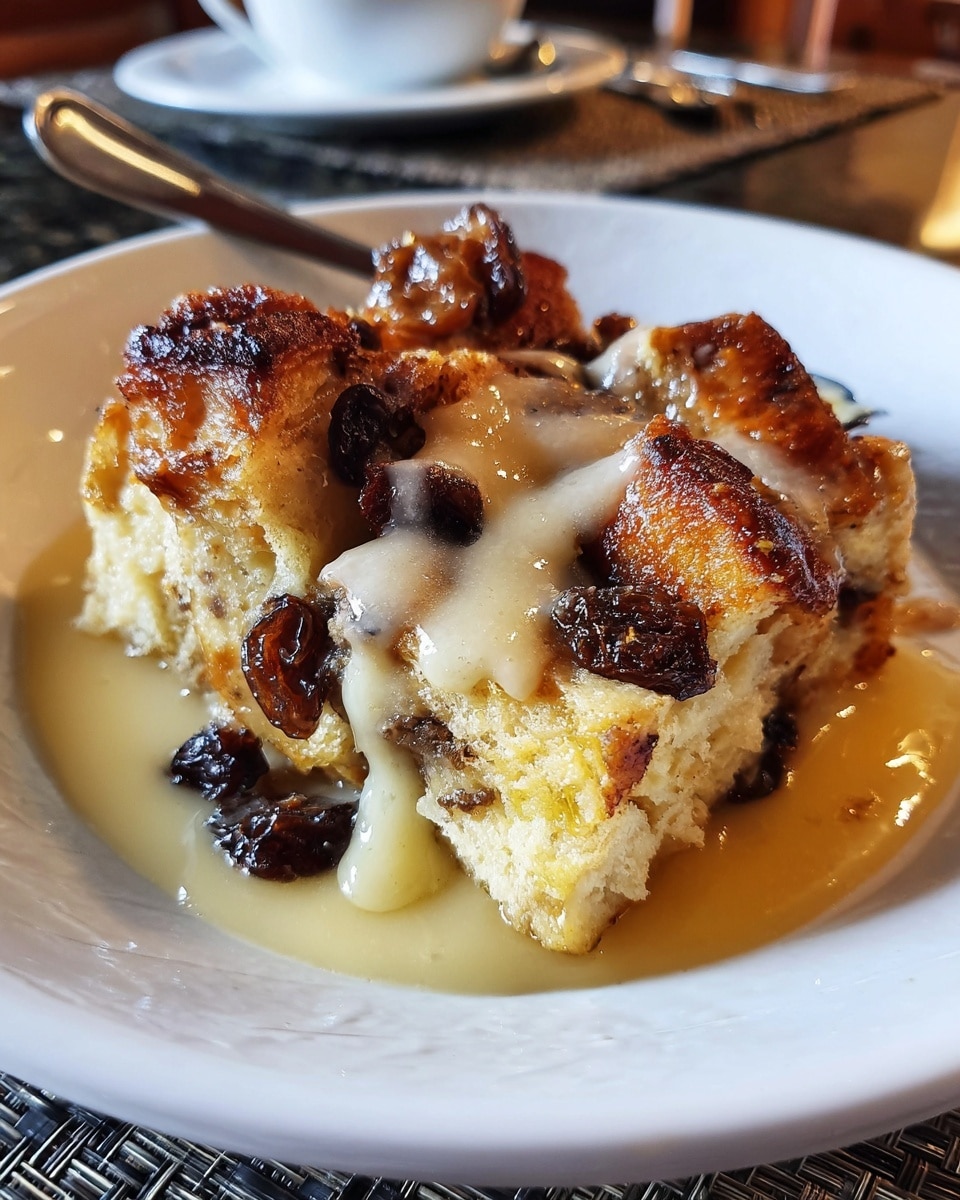 Old-Fashioned Bread Pudding with Vanilla Sauce Recipe - Recipe Image