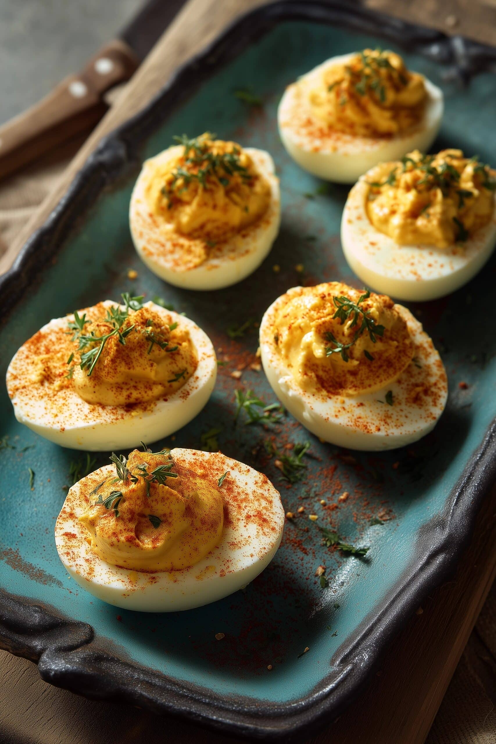 Spicy Chili Garlic Deviled Eggs Recipe - Recipe Image