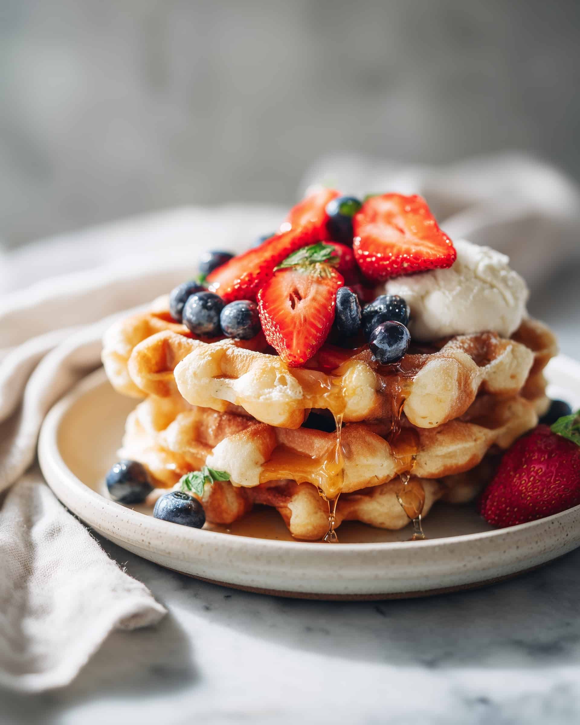 Cinnamon Waffles with Cinnamon Whipped Cream Recipe - Recipe Image