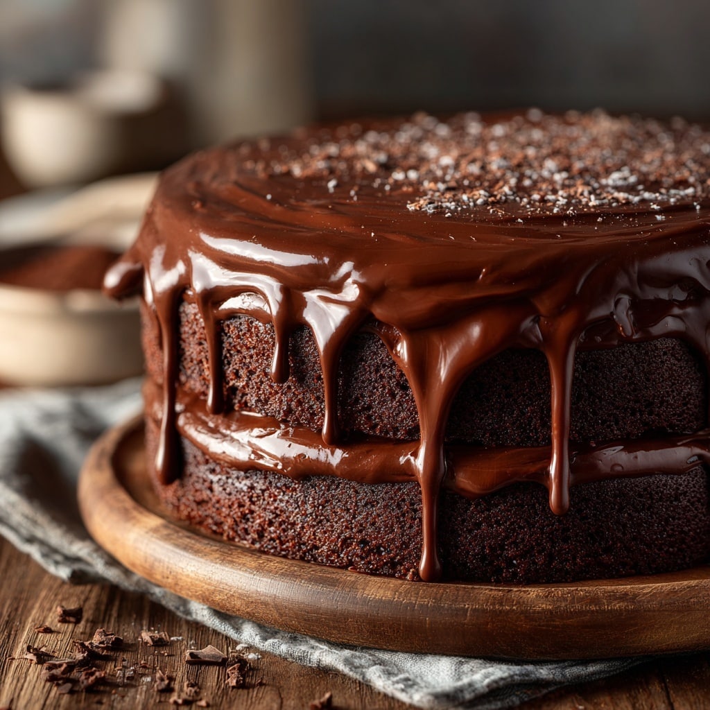 Double Chocolate Cake with Black Velvet Icing Recipe - Recipe Image