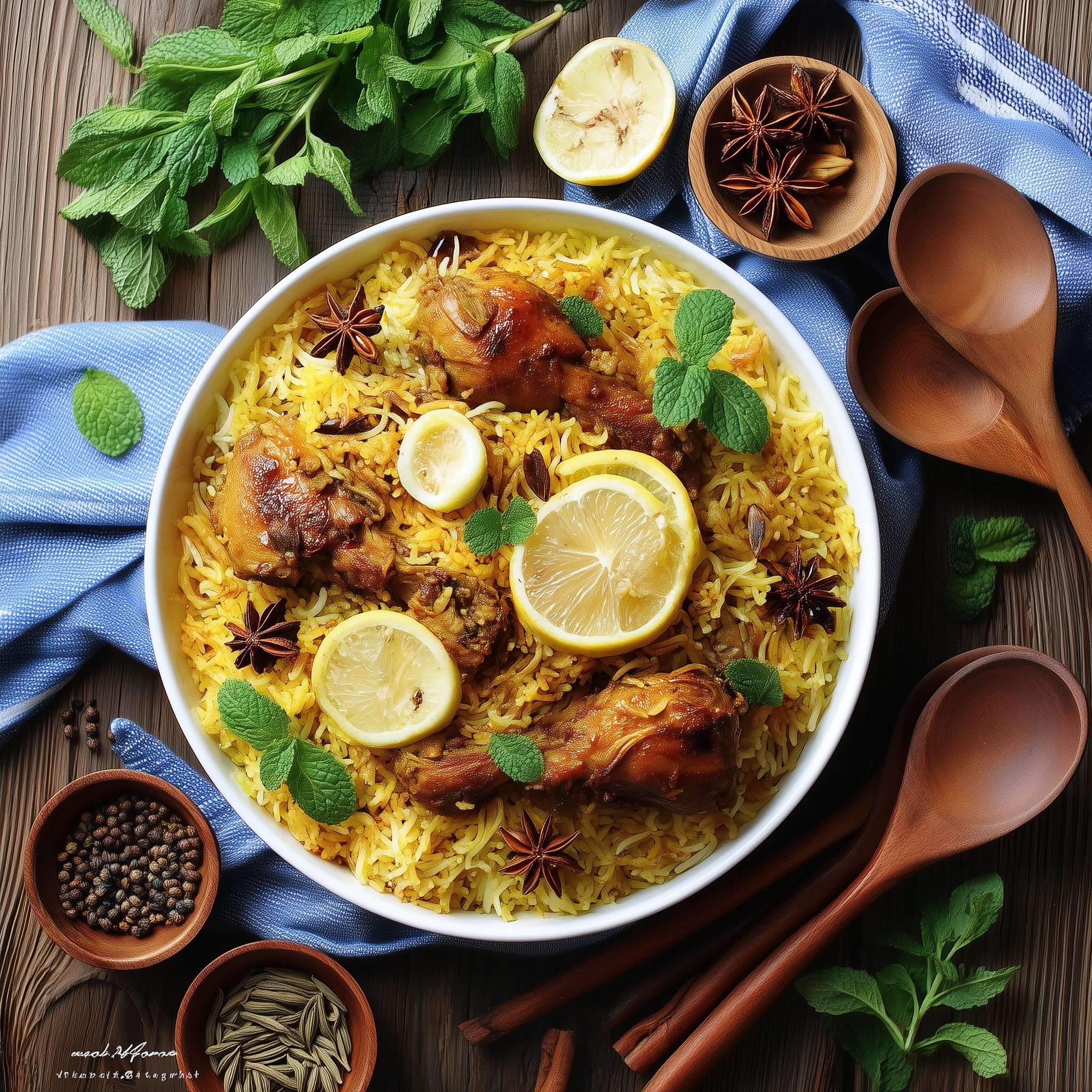 Tandoori Chicken King Kebab with Turmeric Green Bean Biryani Recipe - Recipe Image