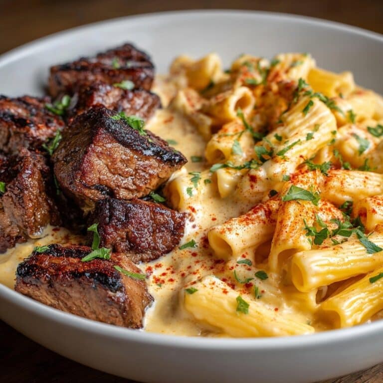 Cajun Steak Tips with Cheesy Rigatoni Recipe