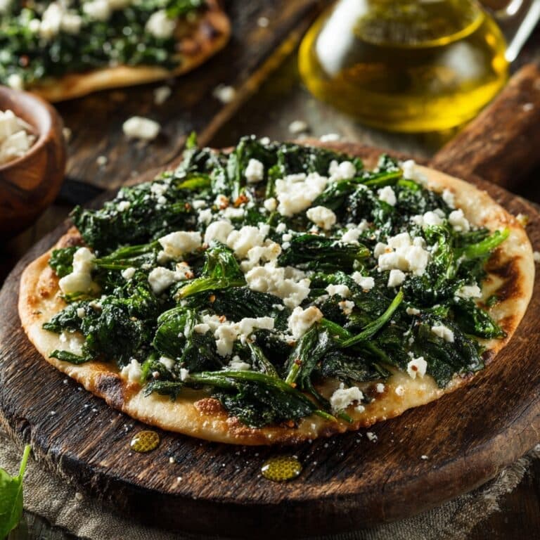 Greek Roasted Garlic Spinach White Pizza Recipe