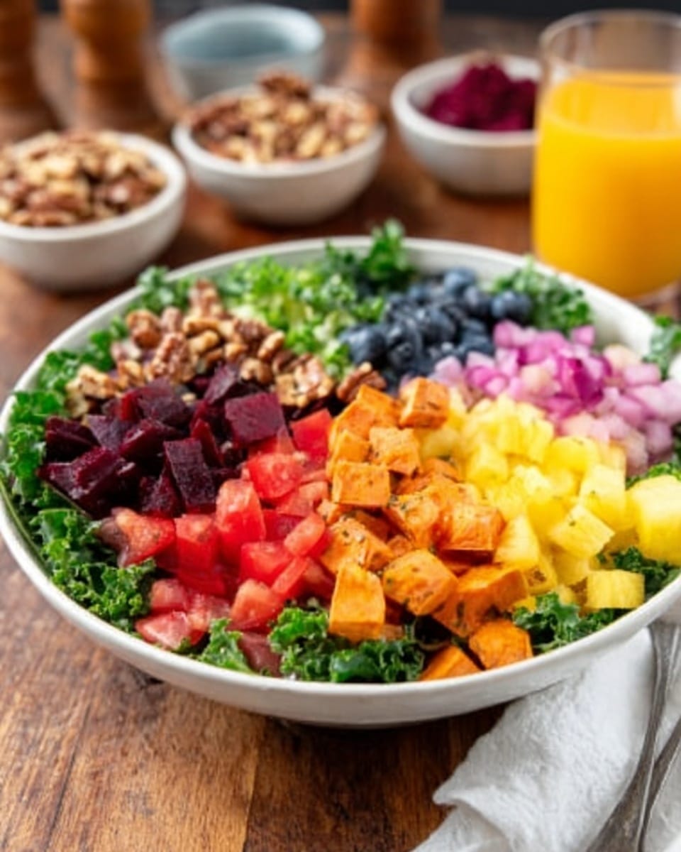 Sweet Potato Kale Salad with Blueberries, Beets, and Honey Tahini Dressing Recipe - Recipe Image