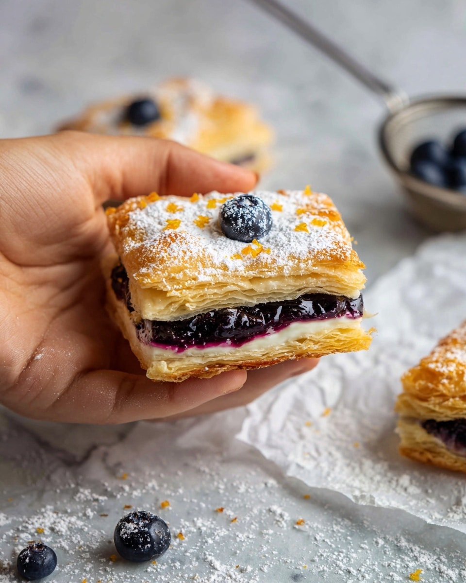 Blueberry Cheese Danish with Puff Pastry Recipe - Recipe Image