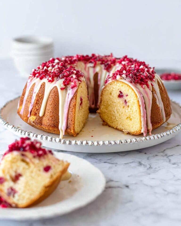 White Chocolate Raspberry Bundt Cake with Ganache Recipe