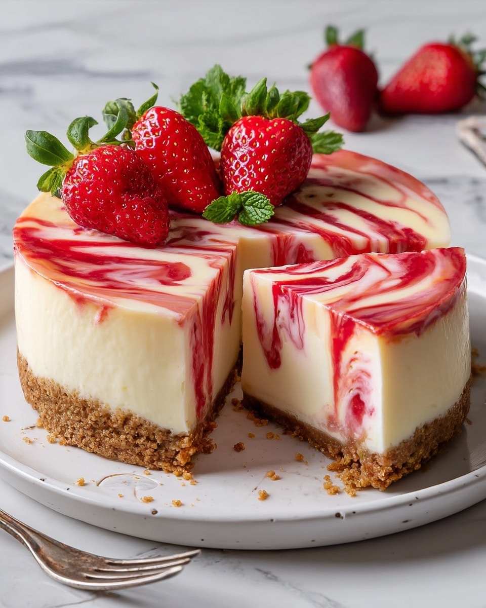 Strawberry Swirl Cheesecake Recipe - Recipe Image