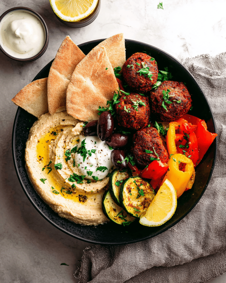 Harissa Meatballs with Whipped Feta and Roasted Veggies Recipe