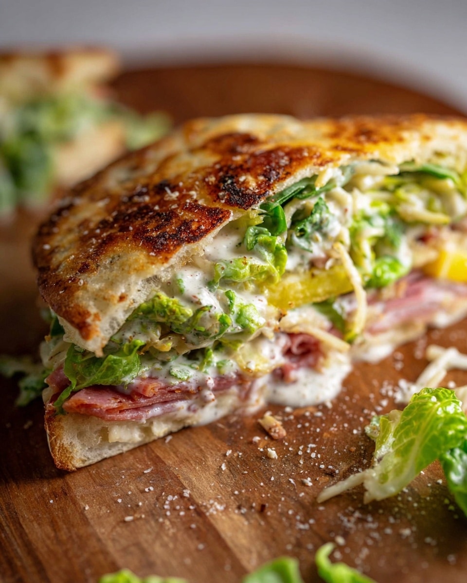 Focaccia Grinder Sandwich with Pesto, Cold Cuts, and Fresh Greens Recipe - Recipe Image