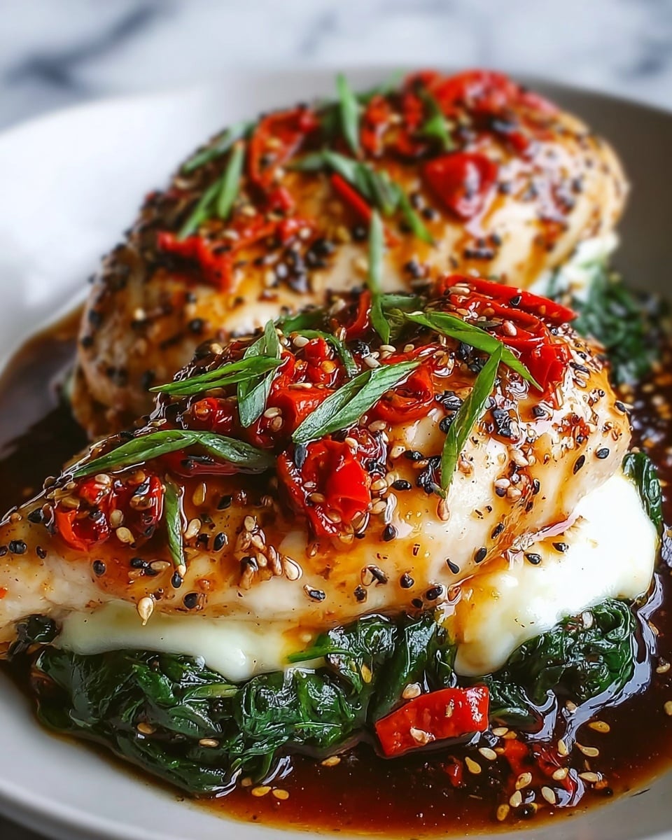 Spinach & Mozzarella Stuffed Chicken with Garlic Glaze Recipe - Recipe Image