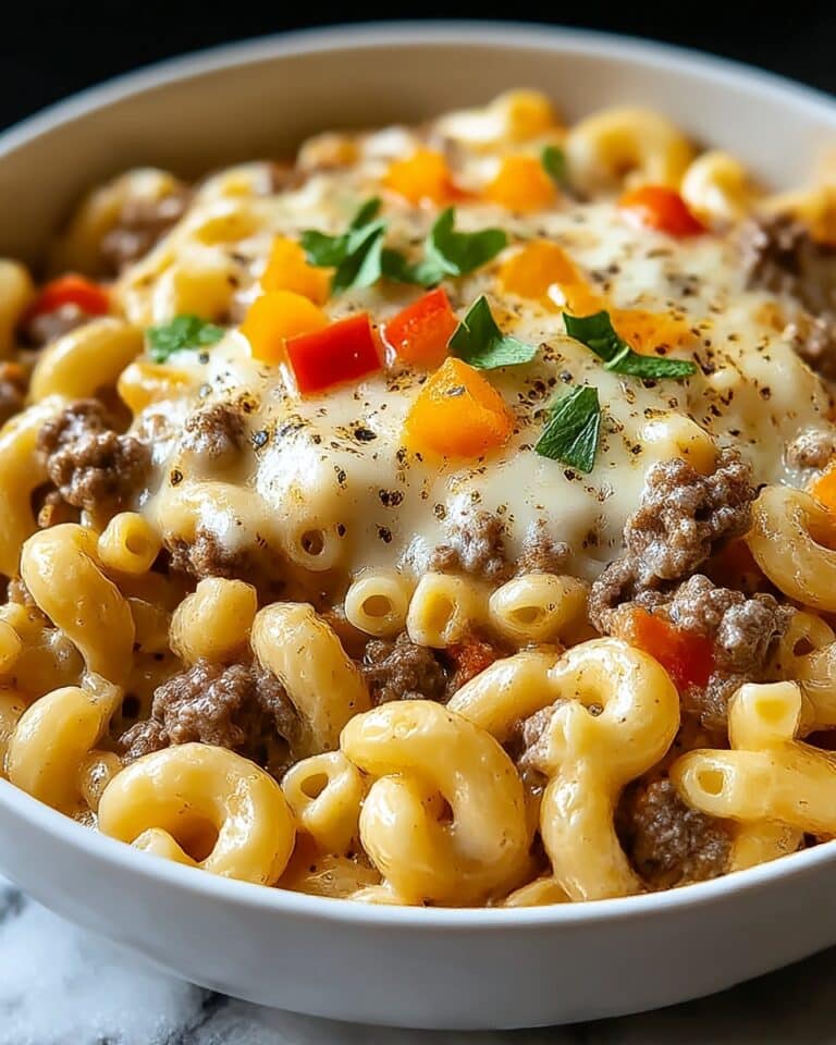 High-Protein Creamy Philly Cheesesteak Mac & Cheese Recipe
