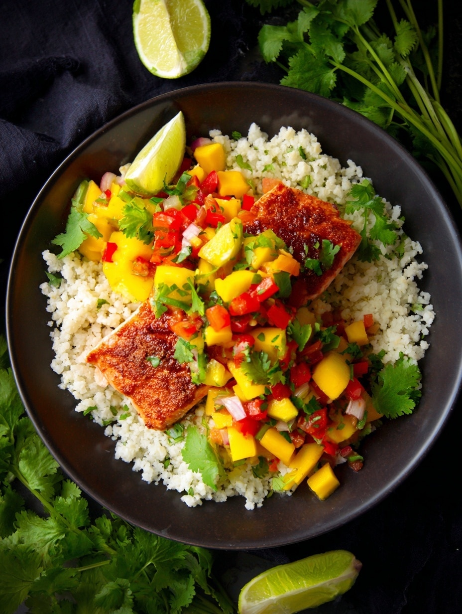Jerk Salmon Bowls with Mango and Red Onion Recipe - Recipe Image