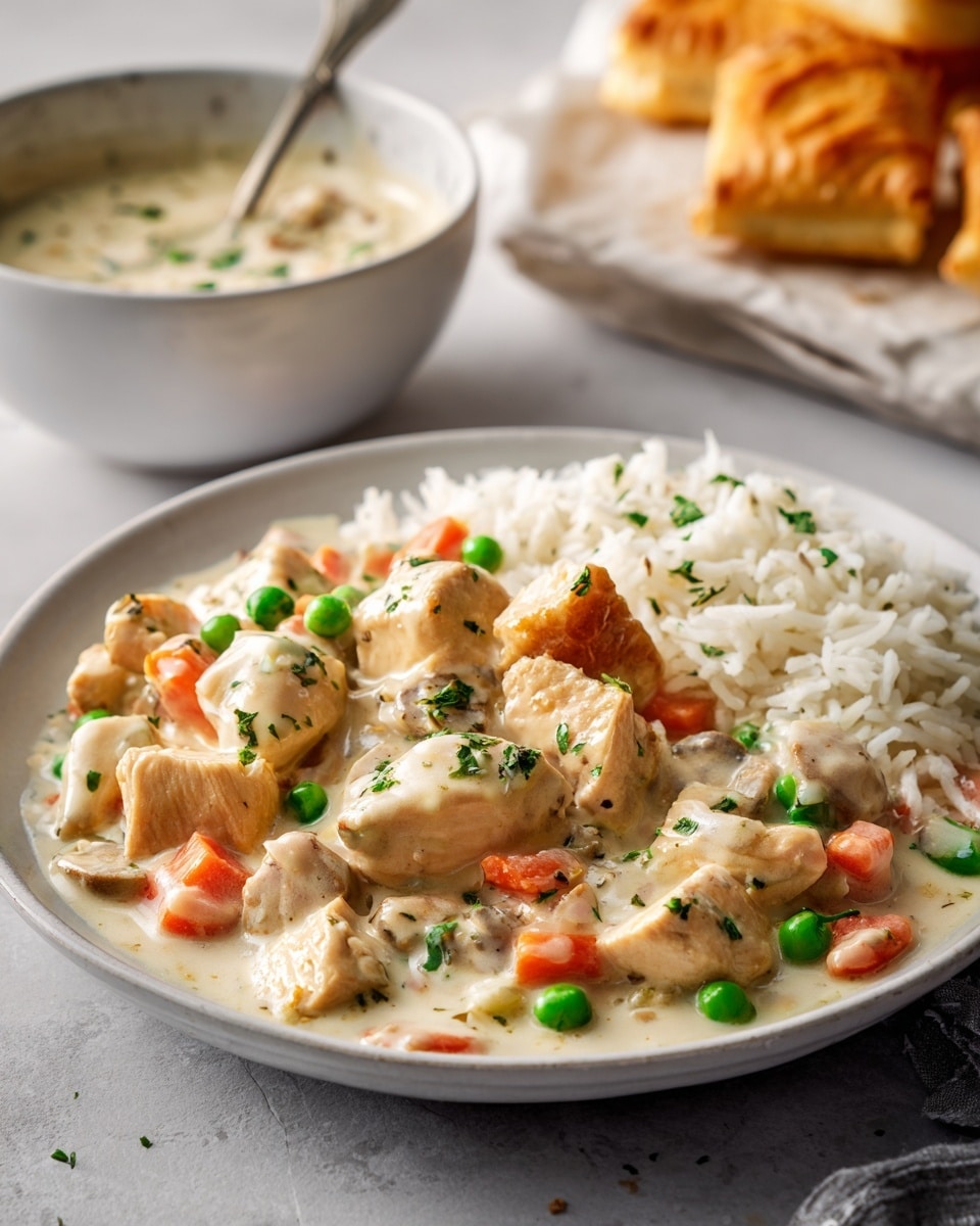 Creamy Smothered Chicken & Rice Recipe - Recipe Image