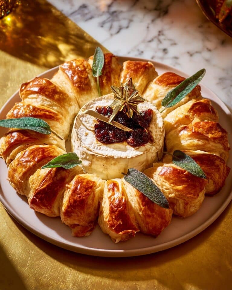 Sticky Sage & Onion Sausage Roll Wreath with Baked Camembert Recipe