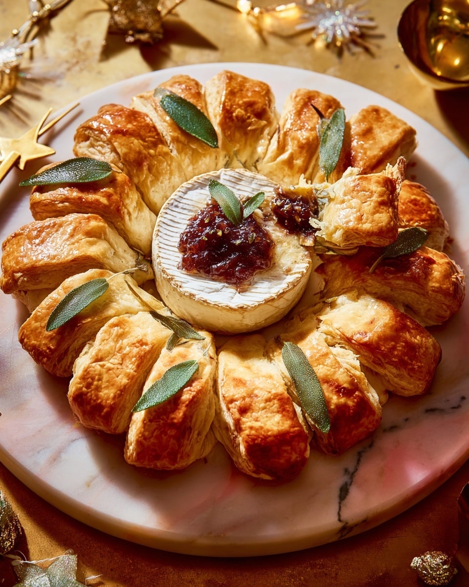 Sticky Sage & Onion Sausage Roll Wreath with Baked Camembert Recipe - Recipe Image