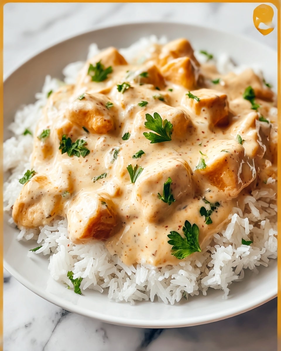 Creamy Smothered Chicken and Rice Recipe - Recipe Image