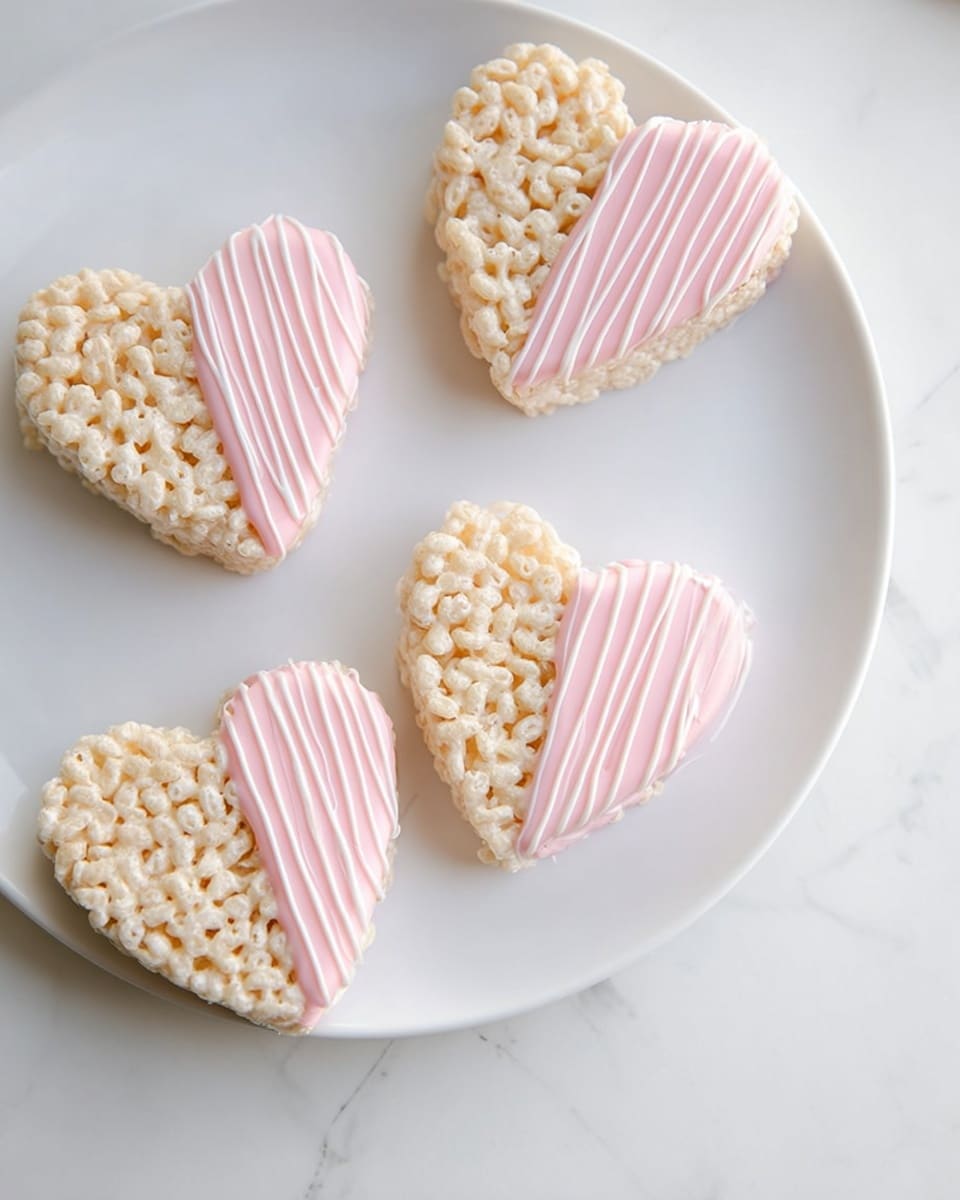 Heart Rice Krispies Treats Dipped in White Chocolate Recipe - Recipe Image