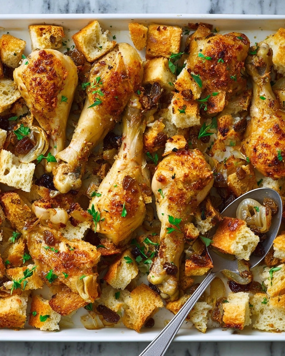 Oregano-Garlic Chicken with Big Croutons Recipe - Recipe Image