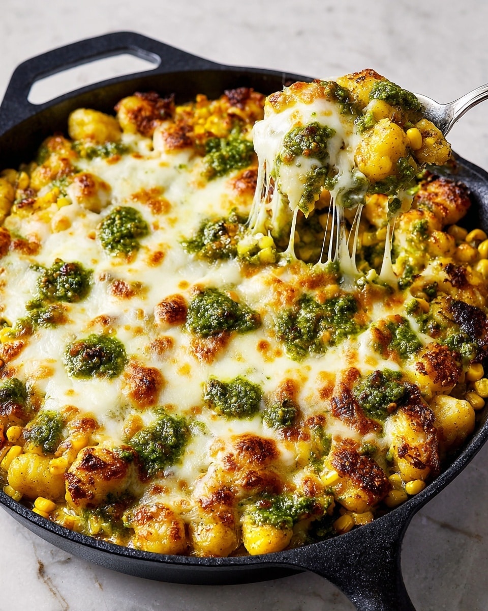 Cheesy Gnocchi with Corn and Pesto Recipe - Recipe Image