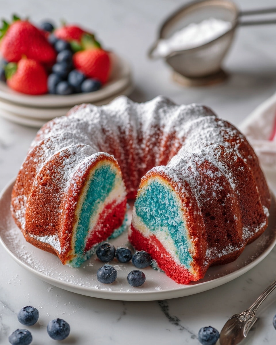Red, White, and Blue Marble Cake Recipe - Recipe Image