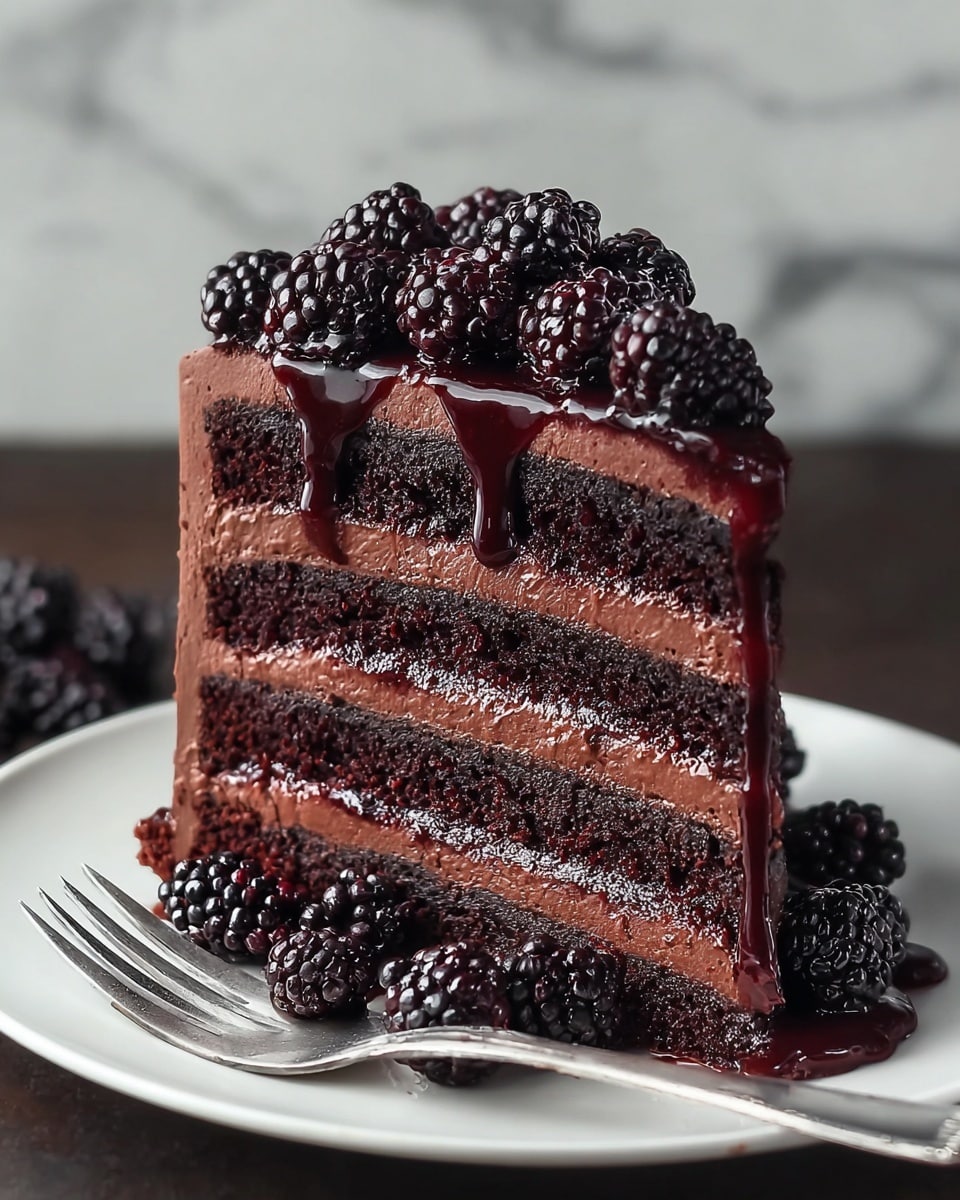 Black Velvet Cake With Blackberry Compote Recipe - Recipe Image