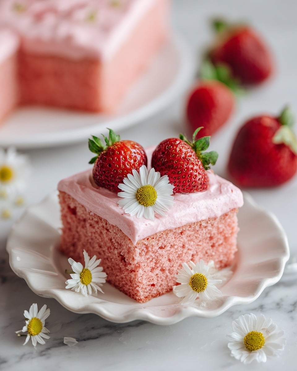 Best Strawberry Cake with Strawberry Cream Filling & Cream Cheese Frosting Recipe - Recipe Image