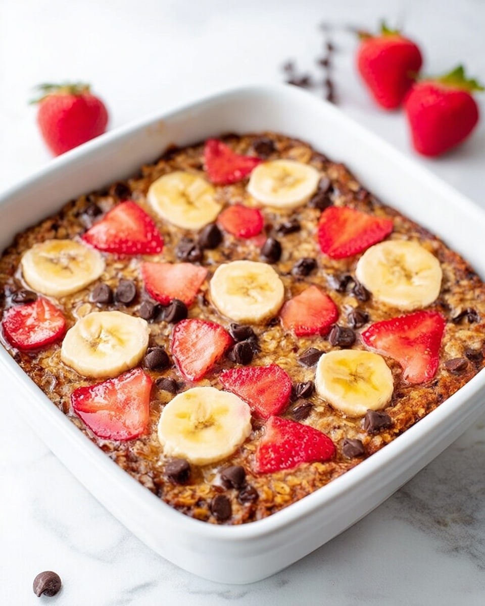 Strawberry Banana Baked Oatmeal Recipe - Recipe Image