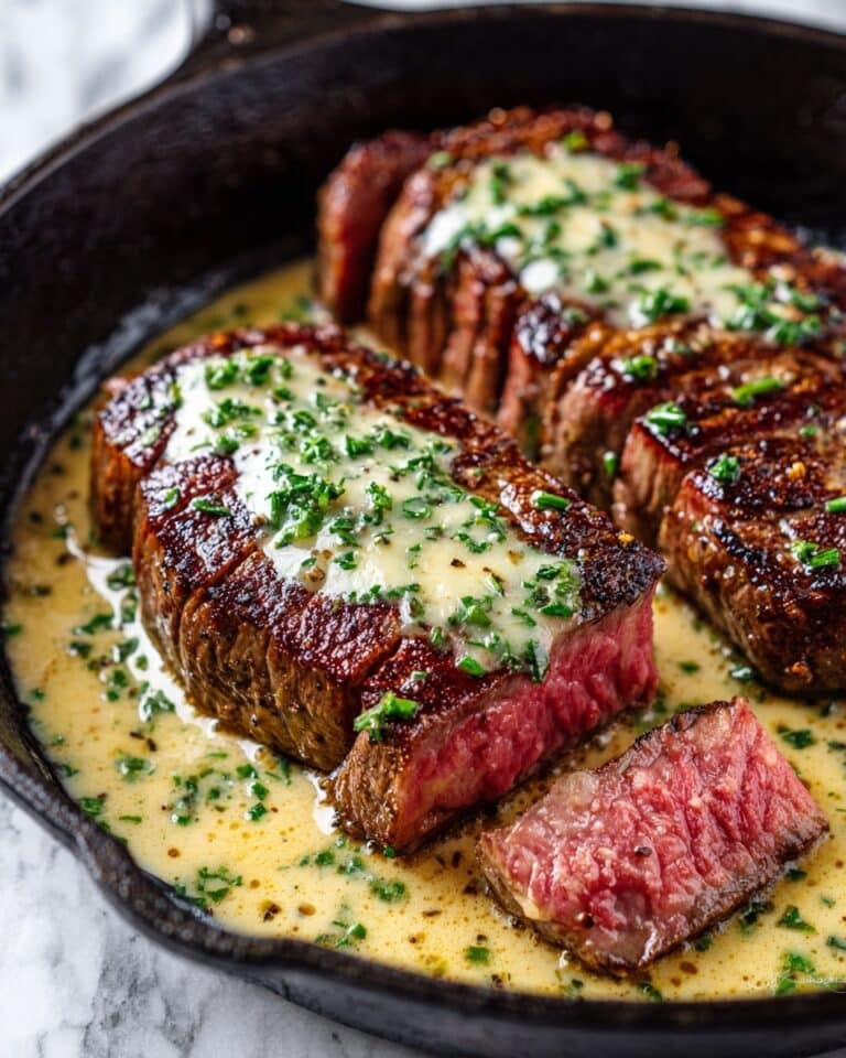 Garlic Butter Steak with Parmesan Cream Sauce Recipe