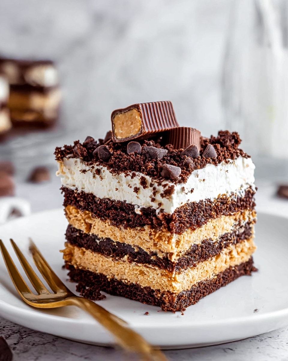 No Bake Chocolate Peanut Butter Cake Recipe - Recipe Image